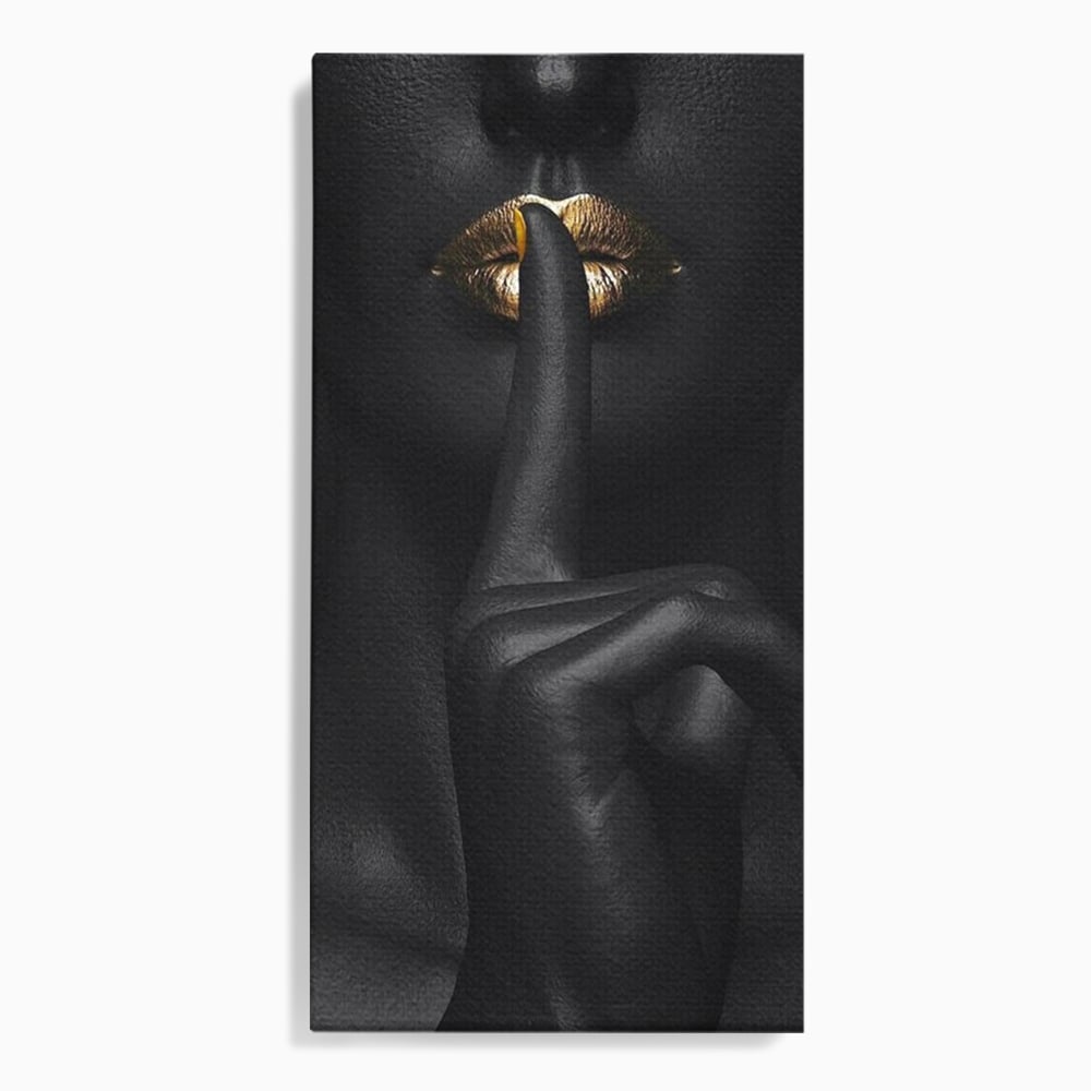 Tablou canvas cu tablou canvas cu buze si deget, fara rama, pe sasiu de lemn